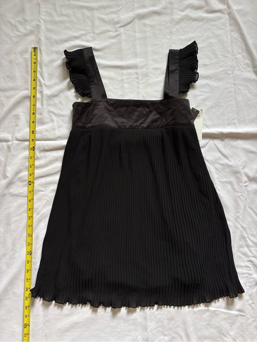 Black Pleated Dress/top with Ruffle Straps